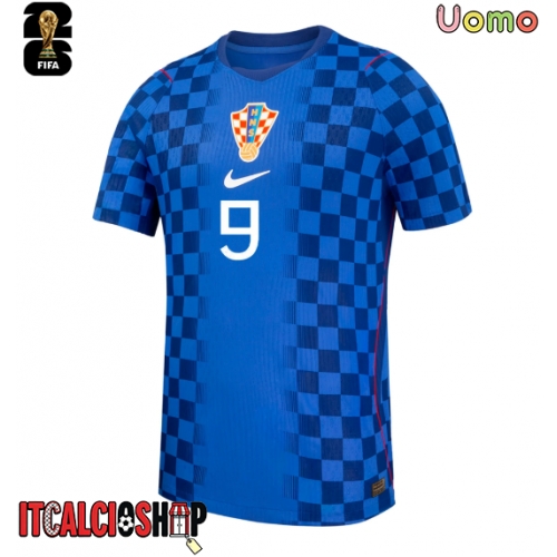 Croazia Andrej Kramaric #9 Seconda Maglia Mondiali 2026 Manica Corta